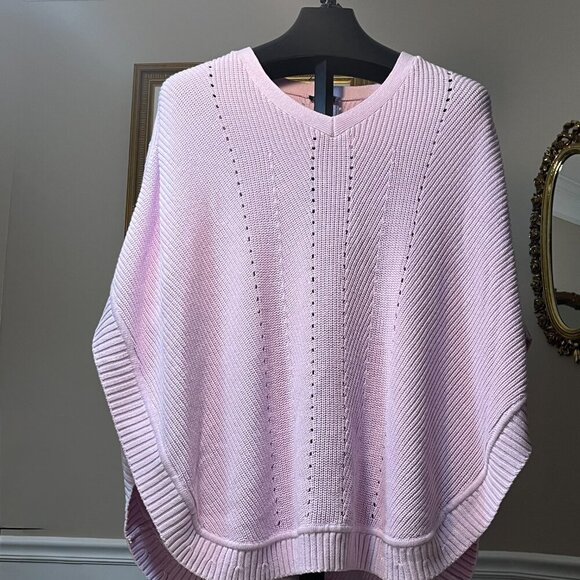 Talbots Lavender V-Neck Knit Poncho - Picture 2 of 10